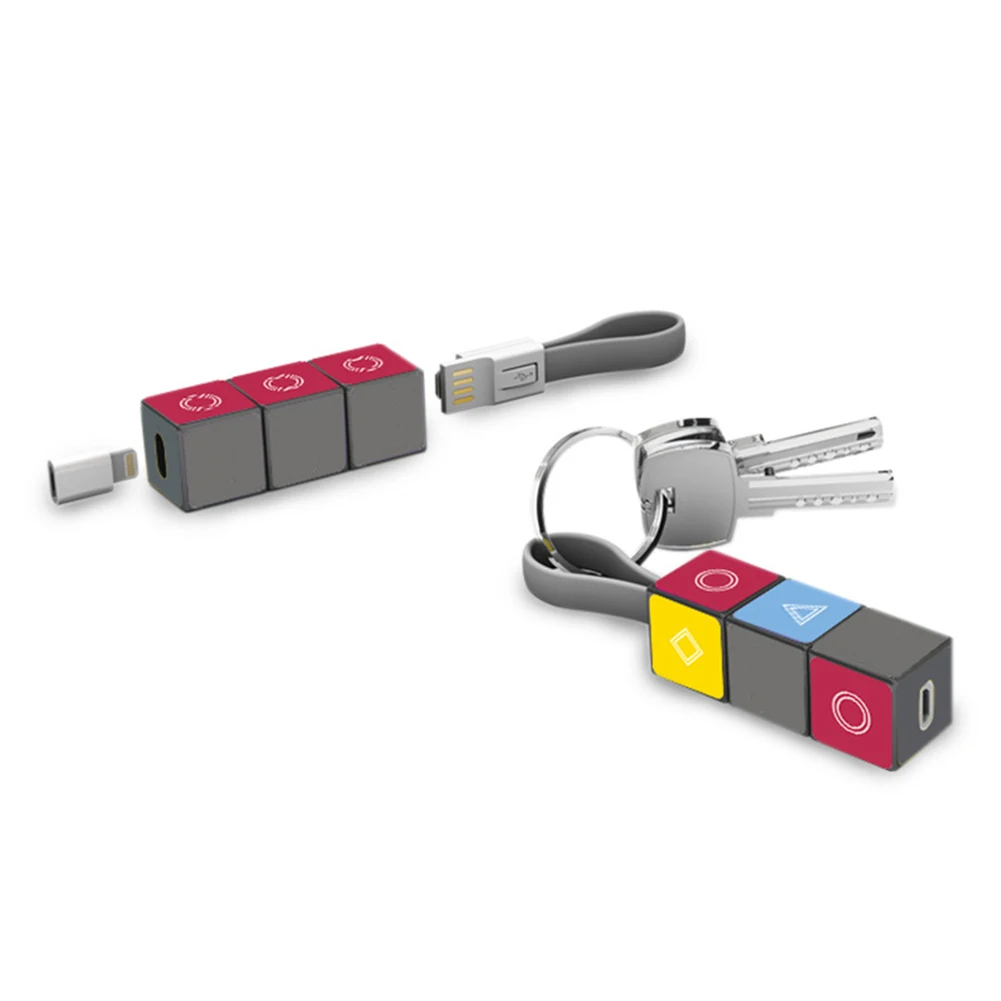 Волшебный световой куб Micro USB кабель для iPhone 11 Pro Samsung Note 10 Android Type C 3 в 1 брелок