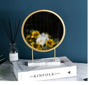 

DRESSING TABLE MAKEUP MIRROR WROUGHT IRON MARBLE VANITY MIRRORS FOR HOME MODERN MINIMALIST STUDENT DORMITORY DESKTOP DECORATION