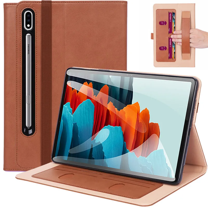 Per Samsung Tab S7 Custodia In Pelle Pu Di Lusso Business Folio Flip Stand Per Galaxy Tab S7 Custodia Tablet Cover Per Tab S7 Custodia 11 Pollici