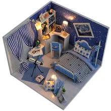 Maison de poupée Miniature pour garçons et filles, Kit de bricolage, meubles artisanaux en bois 3D, jouet pour enfants, cadeaux