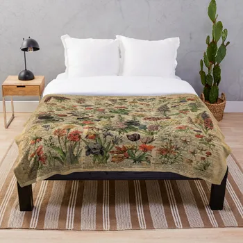 

Drop Shipping Printed Throw Blanket Sherpa Fleece Soft Blanket Flannel Rug Home Decoration For Bed Colourful Wild Meadow Flowers