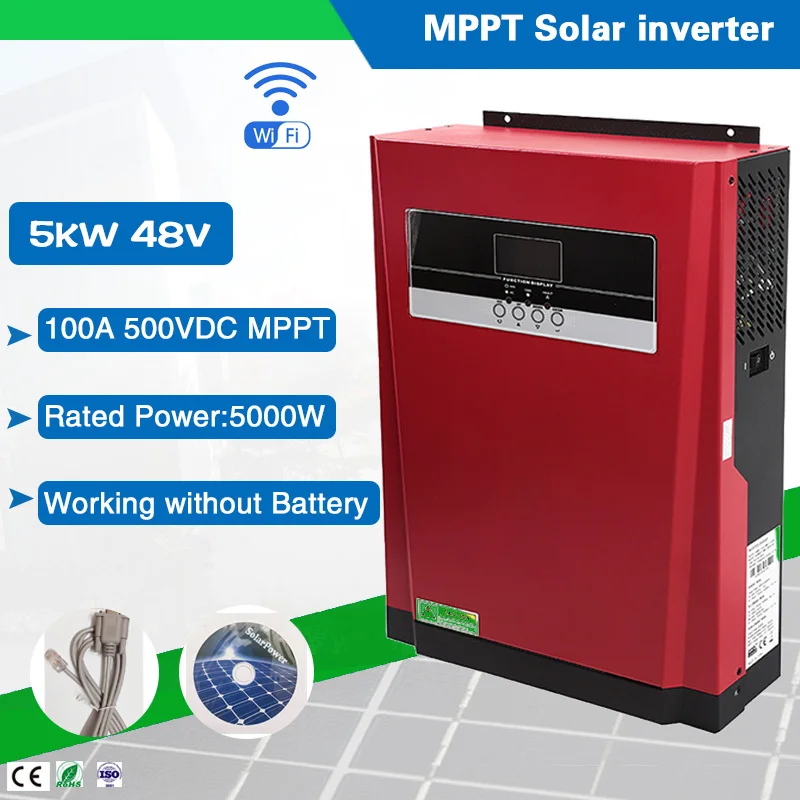 

5000W Pure Sine Wave Solar Hybrid Inverter MPPT 80A Solar Panel Charger and AC Charger All in One for Max 4000W 500V Solar Input