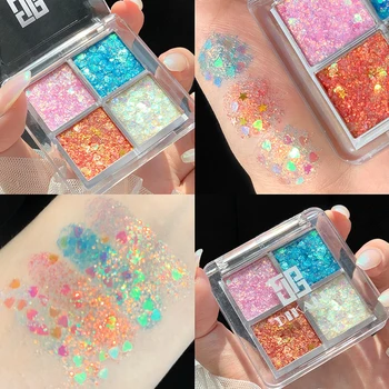 

DIKALU Eyeshadow Palette Holographic Shiny Matte Glitter Pigment Eye Shadow Pallete Metallic Diamond Makeup Palette TSLM1