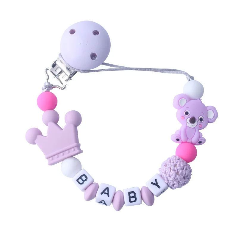 Silicone Koala Beads Pacifier Clip Colorful Pacifier Chain safe for Baby Teething Soother Chew Toy Dummy Clips