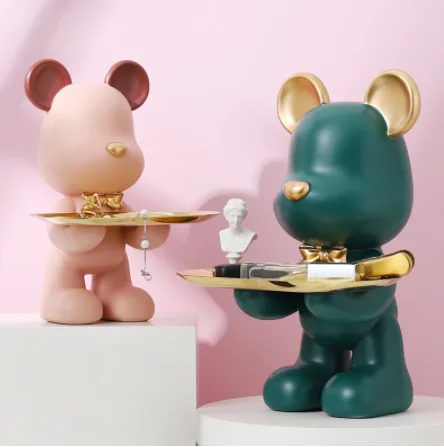 Miniature Cute Bear Sculpture Table Decor Modern Multifunction Desktop Storage Decorative Statue Home Figurine Piggy Bank | Дом и сад