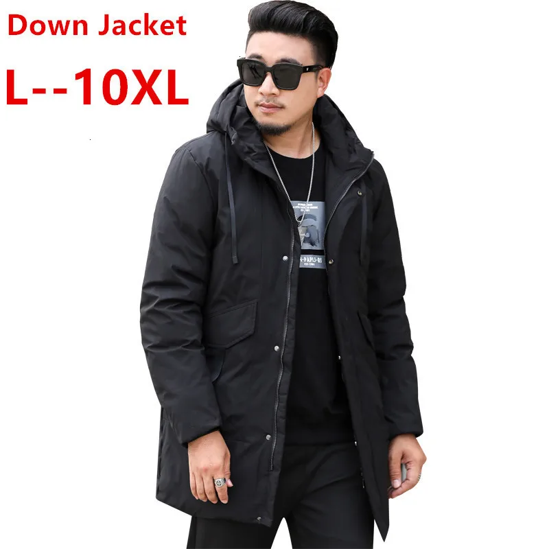 Большие размеры 8XL 7XL 6XL 5XL 4XL 2020 Новая зимняя мужская куртка удлиненная на утином