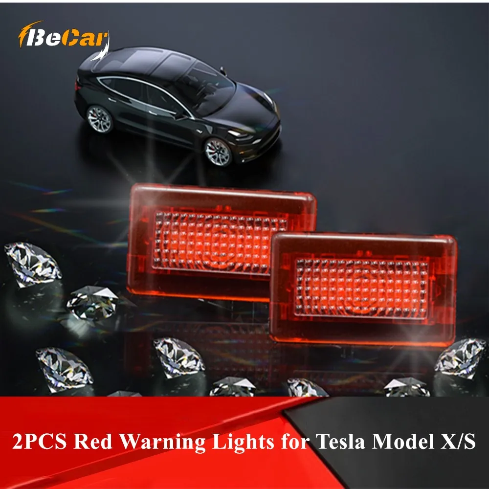 

2 Pcs Red Lights LED Car Door Warning Light Upgrade Kit Compatible for Tesla Model S & X Replacement No Drilling Strobe Light