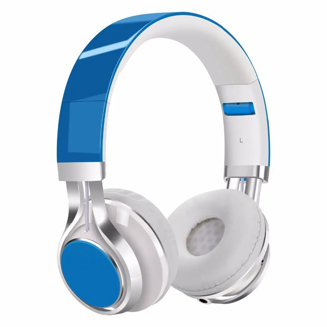 Проводные наушники с микрофонная гарнитура на голову над ушами Игровые наушники бинауральные стерео гарнитуры для компьютера сотового телефона MP3/4 - Цвет: Sky Blue
