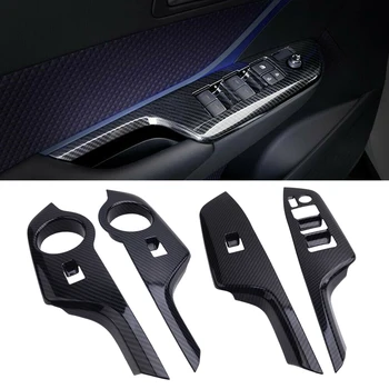 

4 Pcs Carbon Fiber Style Inner Window Switch Panel Trim Cover Fit for Toyota CHR 2016 2017 2018 2019