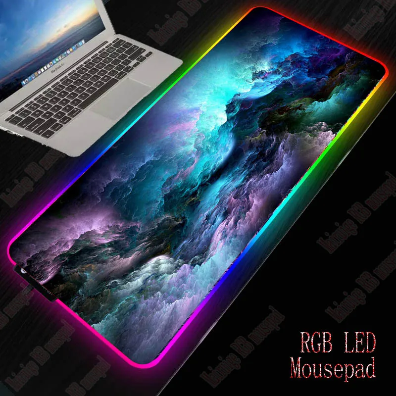 XGZ красочный облака большой светодиодный светильник RGB водонепроницаемый игровой коврик для мыши USB проводной геймерский коврик для мыши 7 цветов для компьютера ПК