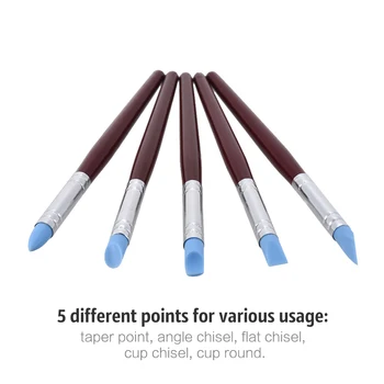 

5pcs Rubber Tip Paint Brushes Clay Tools for Sculpture Pottery Color Shaping Blending Drawing Modeling Remove Fingerprints