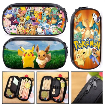 

Anime Pokemon Cosmetic Case Pencil Bag Pikachu Boys Girls Makeup Bag Kids Pencil Box Children School Supplies Gift