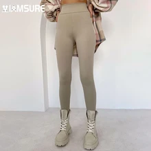 

IAMSURE Skinny Slim Solid Basic Kintted Leggings Elegant Fashion High Waisted Trousers Women 2021 Ladies Autumn Winter Capris