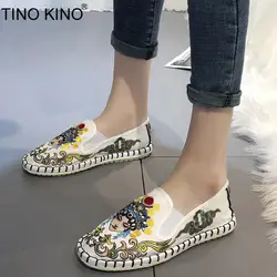 TINO KINO/женские парусиновые лоферы; женская обувь на мягкой подошве в винтажном стиле; Рыбак женская обувь; повседневная женская обувь без