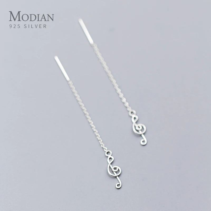 

Modian Original 925 Sterling Silver Musical Note Cutout Classic Long Drop Earrings for Women Korea Style Fine Jewelry 2020 NEW