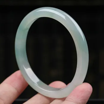 

Zheru Jewelry Natural Burmese Jade 54-64mm Light Color Bracelet Elegant Princess Jewelry Best Gift