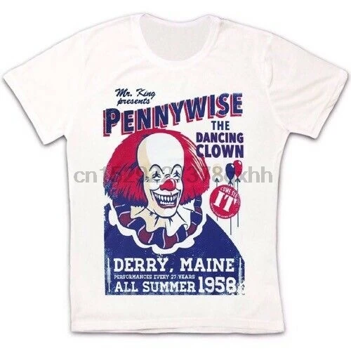 Винтажная Ретро футболка унисекс Pennywise The Dance клоун Стивен кинги It 1663 | Мужская
