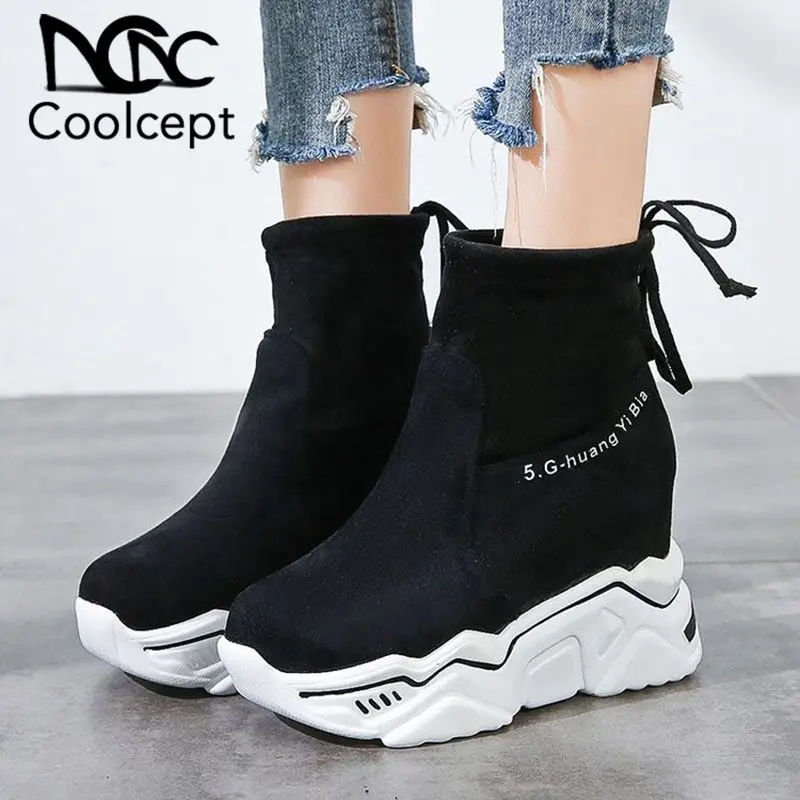 

Coolcept Ankle Boots Woman Solid Color Round Toe Thick Bottom Shoes Autumn Winter Warm Daily Casual Footwear Women Size 35-39