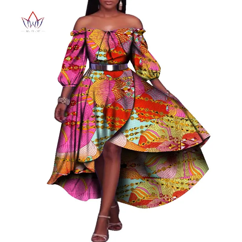 Африканские платья для женщин вечерние с рукавом фонариком большие размеры Bazin