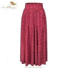 SISHION/Модная женская плиссированная юбка с принтом в стиле ретро с высокой талией, из лоскутов, сексуальные красные миди юбки, большие качели, женские SP0315