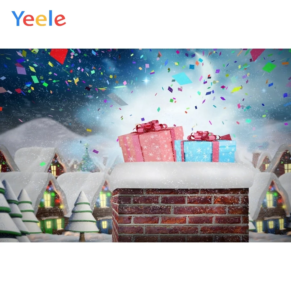 

Yeele Christams Tree Chimney Gift Winter House Snow Backdrop Vinyl Photography Background For Photo Studio Photophone Photocall