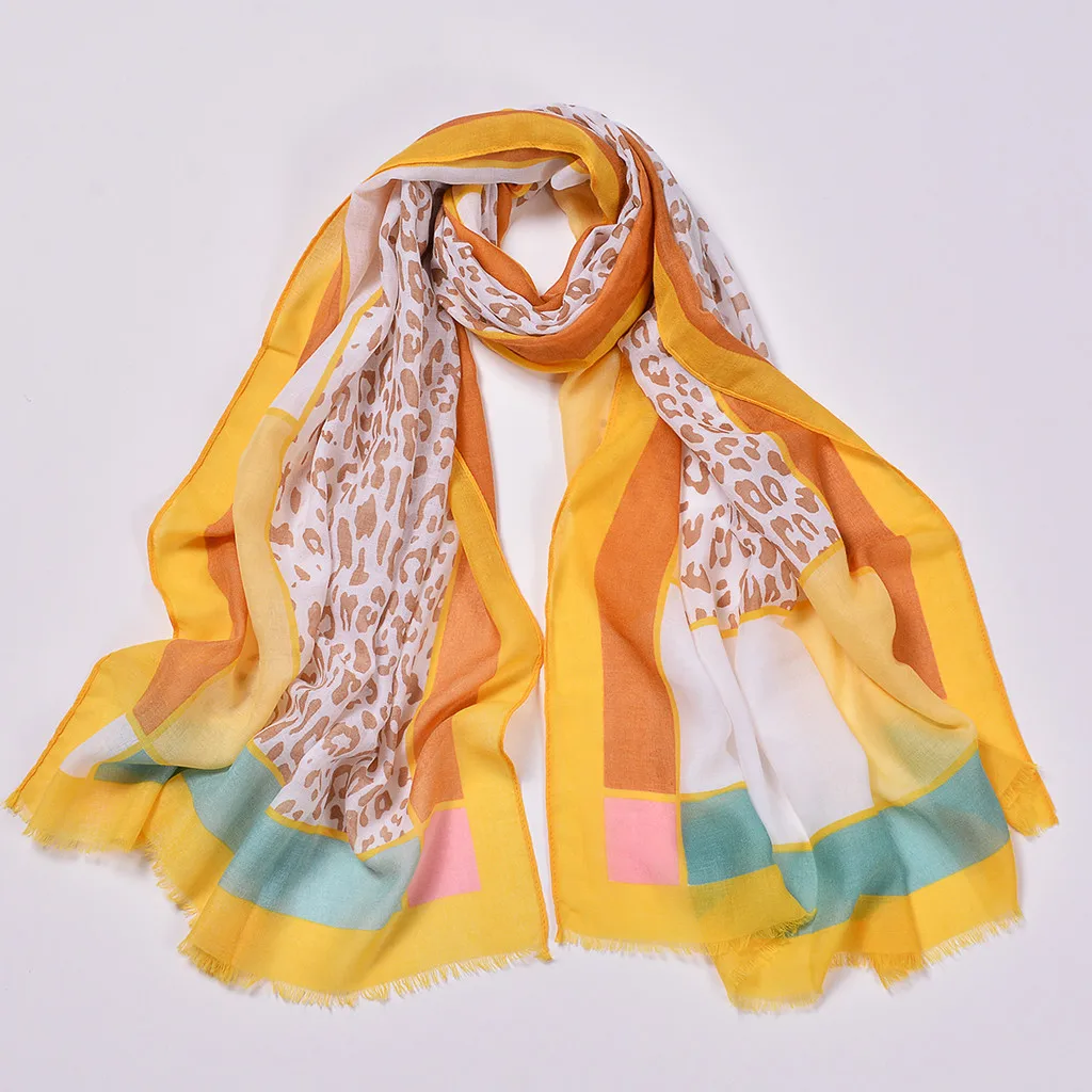 Женские Модный Леопардовый принт; Лоскутная работа шаль из вискозы шарф осень-зима глушитель выхлопной трубы повязка Sjaal Обёрточная бумага хиджаб шарф "80x180 см