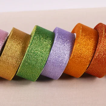 

25 yards /roll 22M 40mm Gold Silver Glitter Ribbons Handmade DIY Christmas Party Wedding Decoration Gift Wrapping Supplies