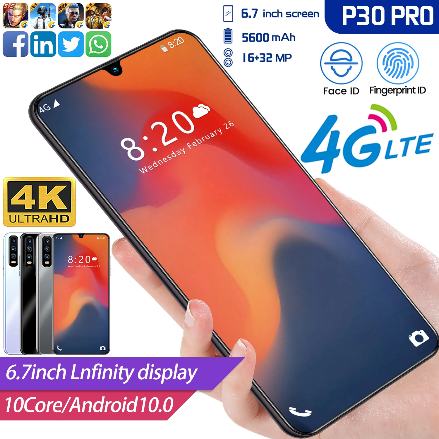 2020 P30Pro Mobile Phone 8G 256G Dual SIM Card 6.7