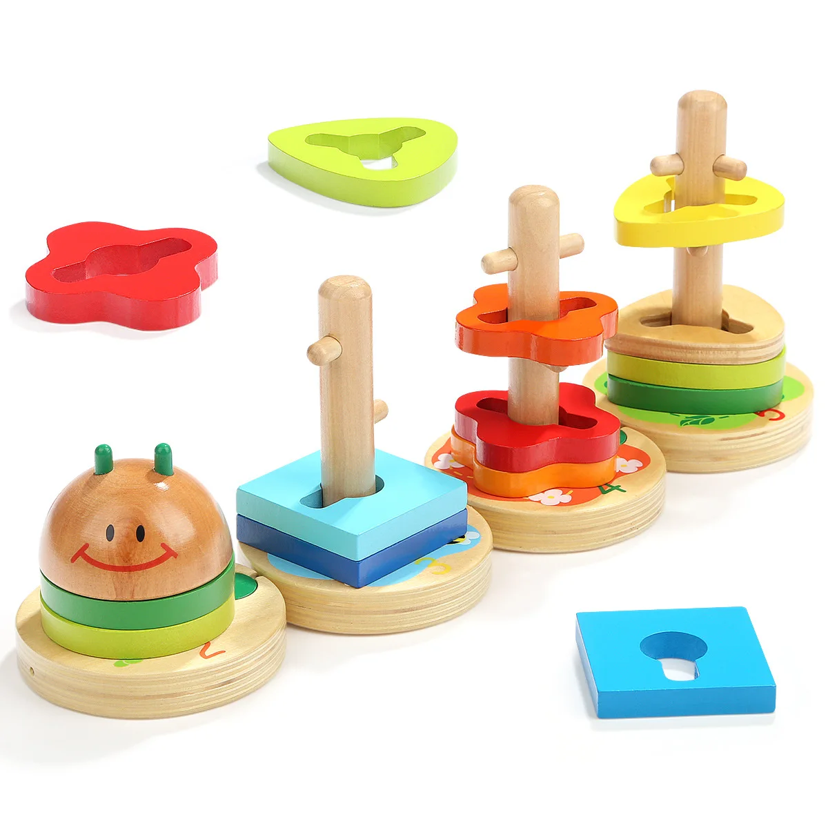 

Children Boy 1-3 Years Old Montessori Early Childhood Educational Toy Wood Geometry Case Column Graphics Shape Matching Building