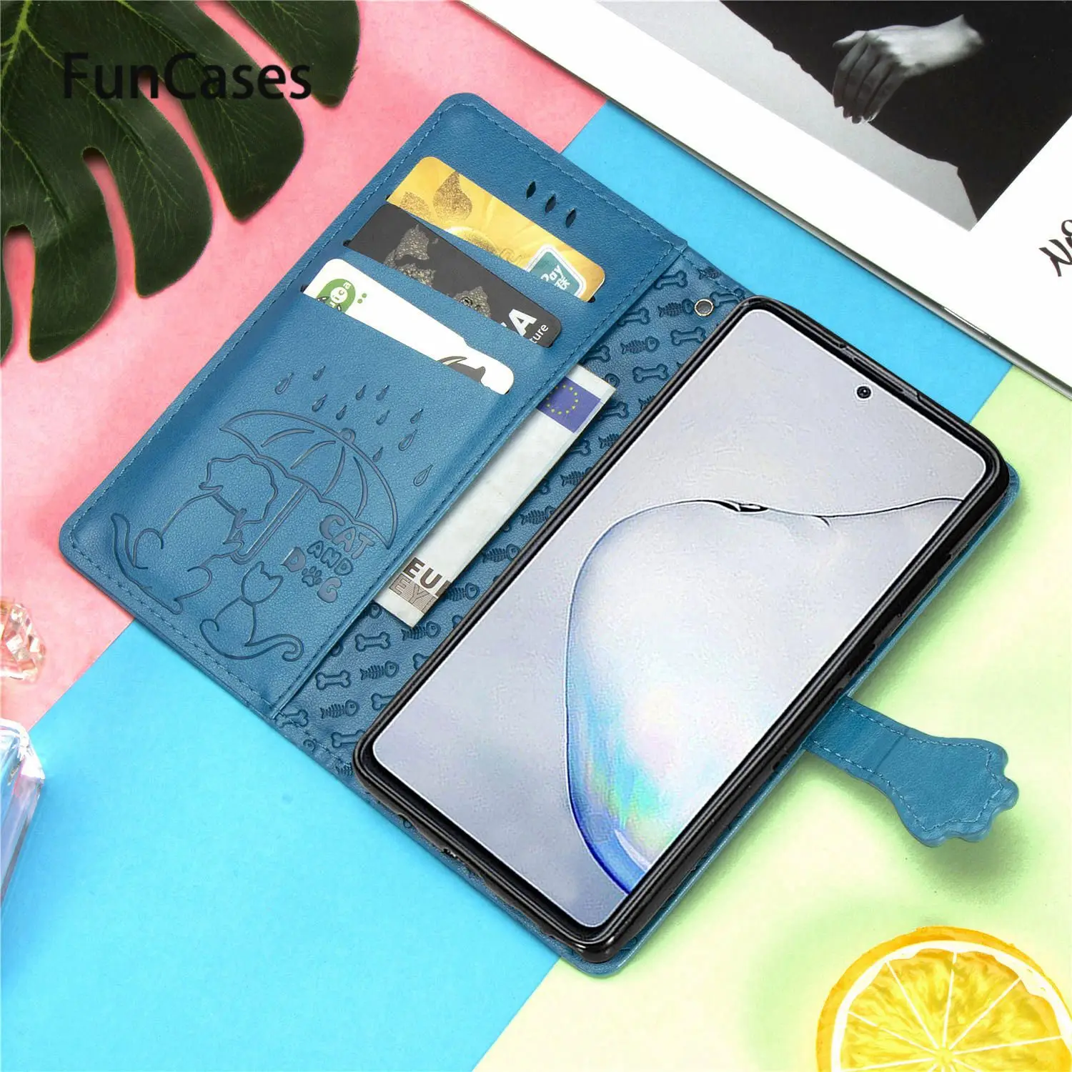 P Smart Plus 2019 Kucing dan Anjing Flip Case untuk Huawei Menikmati 9S Kehormatan 10i 20i 20 Lite Mate 30 Pro Y7P Z P40 P30 Y9 Prime 20S Nova 5T