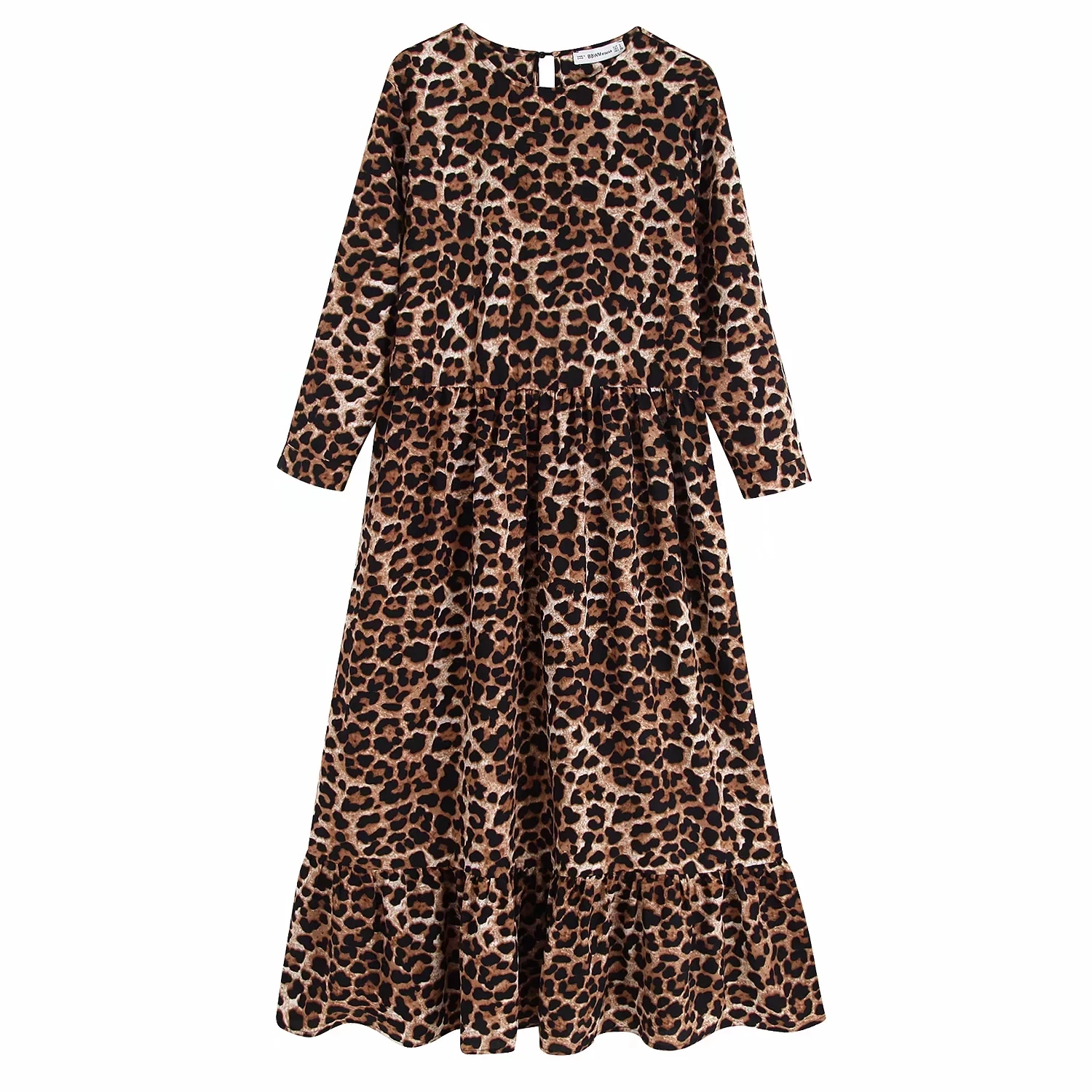 Леопардовый принт женское Повседневное платье с длинным рукавом zora свободное