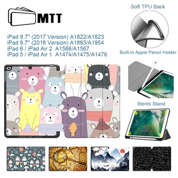 

MTT Case For iPad 9.7 inch Soft TPU Leather Flip Smart Cover for Apple iPad 6 Air 2 iPad 5 Air 1 Tablet Funda Auto Sleep/Wake