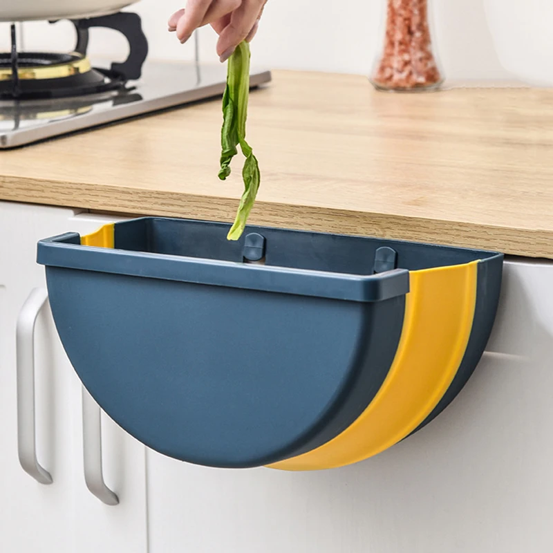 Folding Waste Bin Kitchen Cabinet Door Hanging Trash Wall Mounted can for Bathroom Toilet Storage | Дом и сад