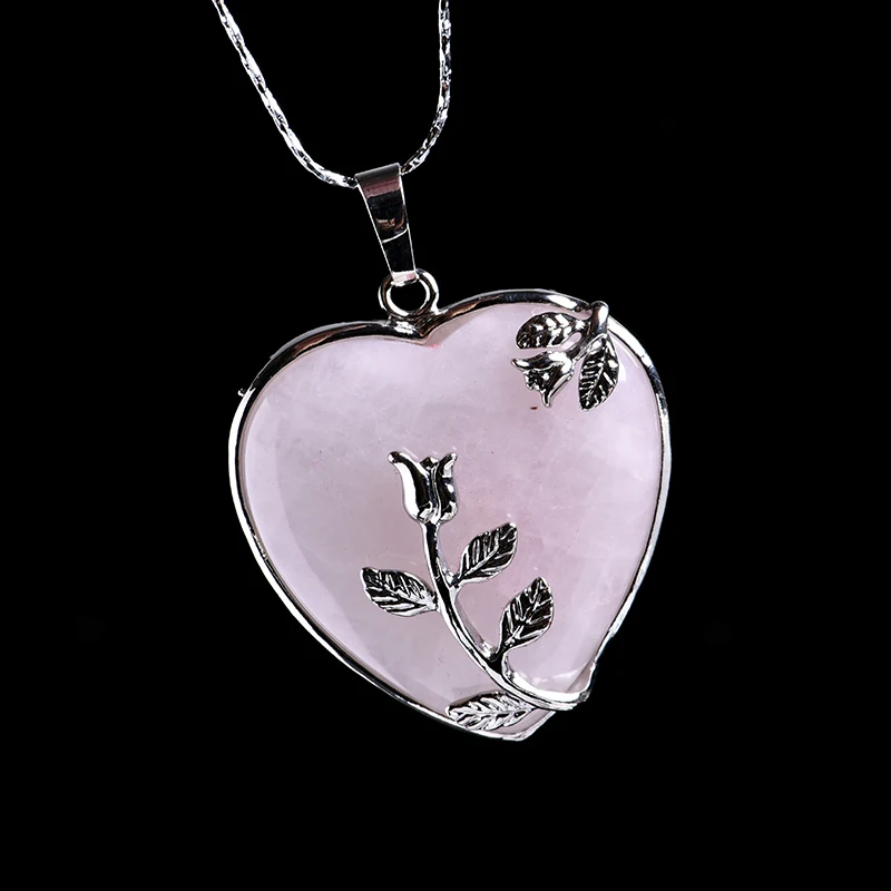 1pc Natural Crystal Rose Quartz Heart 