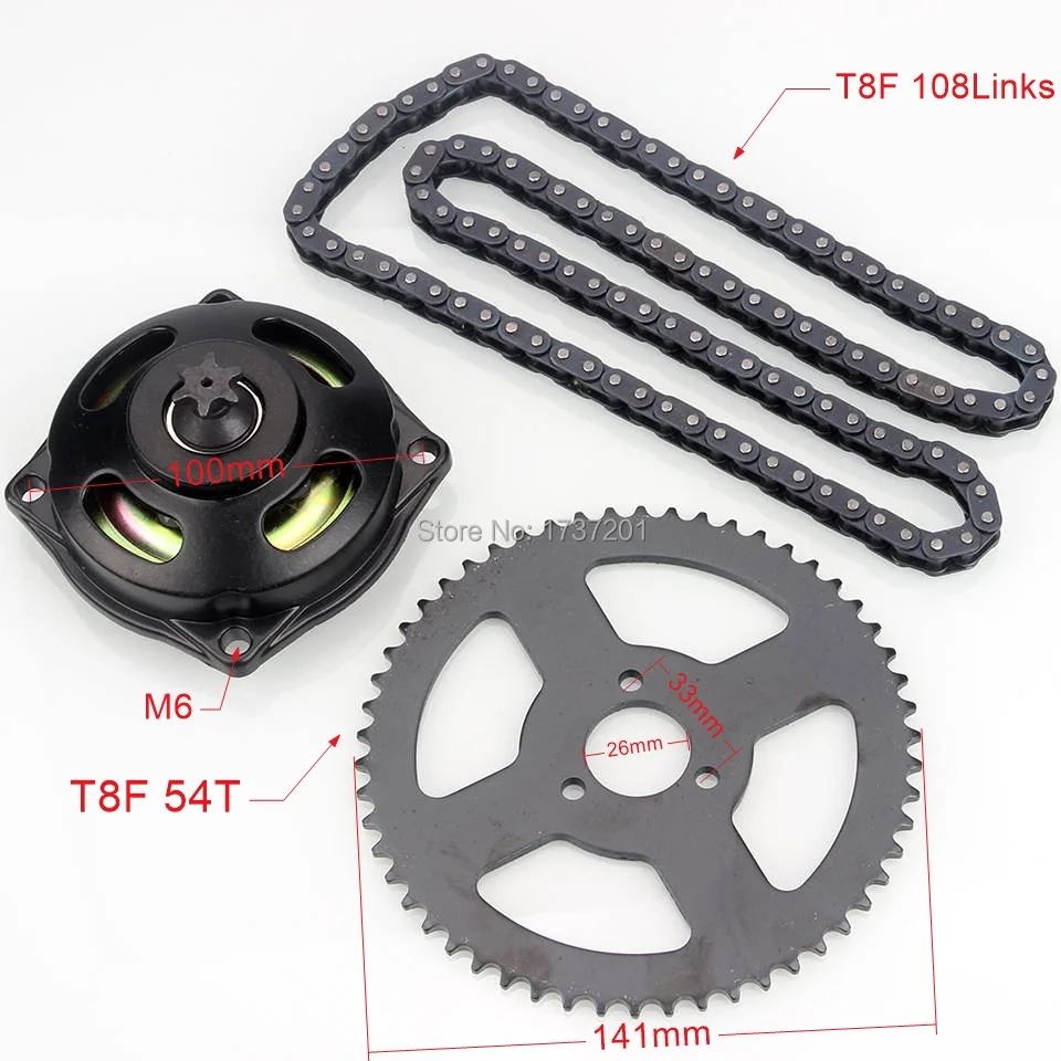Система привода Mini Moto 47cc 49cc T8F 6T цепь с коробкой передач и 54T Задняя звездочка