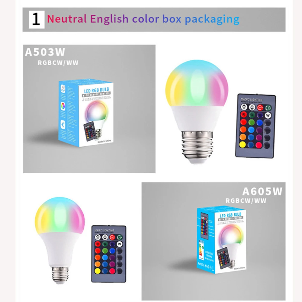 E27 E26 B22 с регулируемой яркостью &quotУмная лампа RGB&quot A50 A60 A70 A80 светодиодный