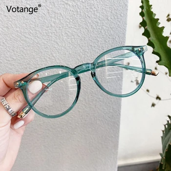 

Blue Light Blocking Plain Glasses Vintage Women Eyeglasses Frame Transparent Green Clear Lens Men Eyewear Round Spectacle E049
