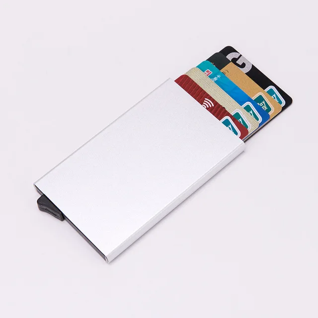 ASSEZSAC Избегайте RFID кражи карты коробка анти-магнитная Противоугонная щетка Кредитная карта портативная Автоматическая эластичная алюминиевая открытка-коробка сумка - Цвет: silver