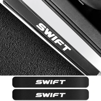 

4PCS/set For Suzuki Swift Car Door Sill Plate Stickers Auto Scratch Protector Carbon Fiber Decals Auto Car Tuning Accessories