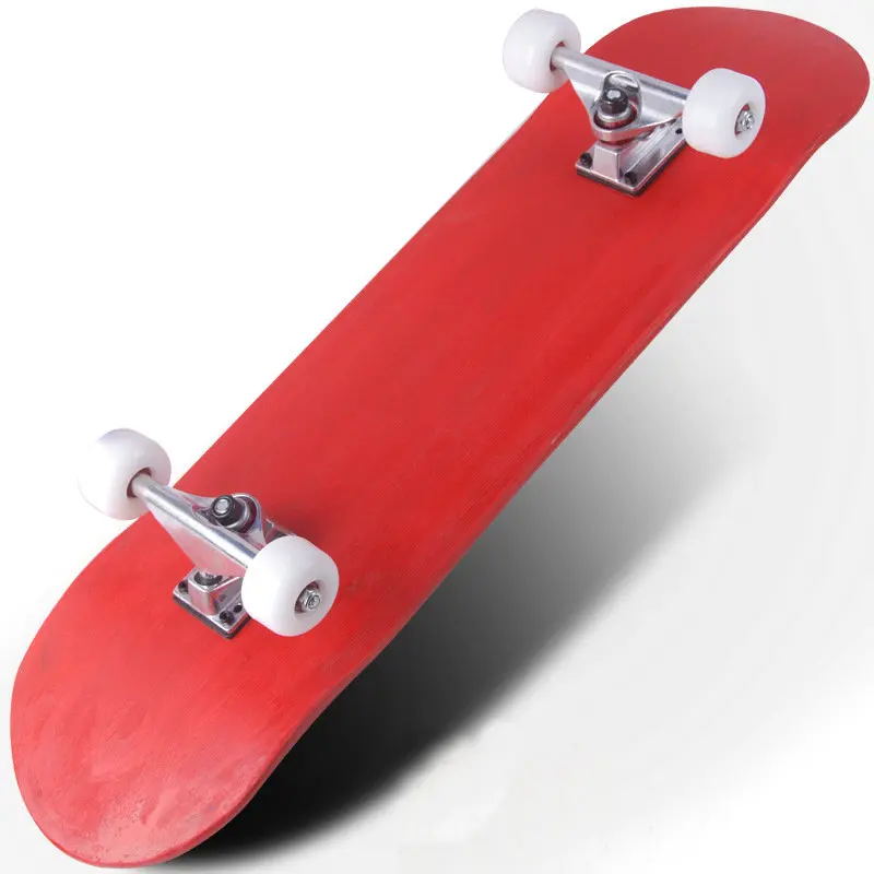 New Pure Color Skateboard Four-Wheel Double Maple Skateboard 5 Inches Magnesium Aluminum Alloy Truck Bridge - Цвет: Красный