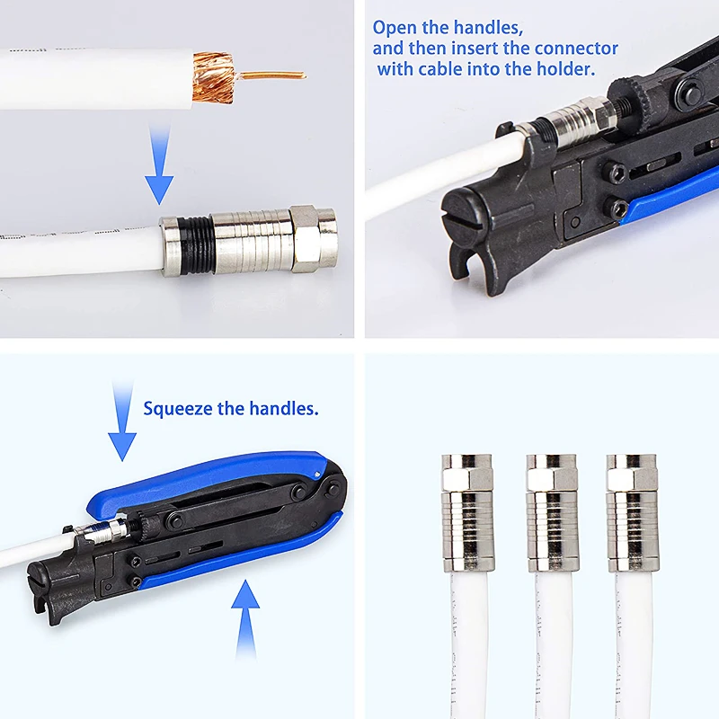 Xuteuk Coax Cable Criper Kit Adjustable RG6 RG59 RG11 75-5 75-7...