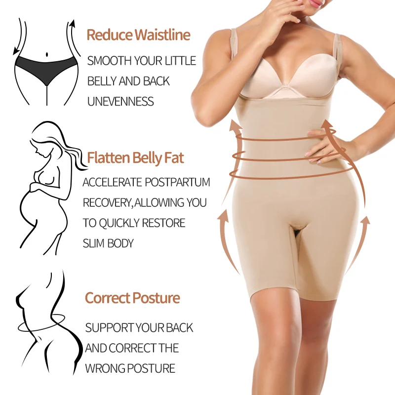 Women Seamless Bodysuit Shapewear Full Body Shaper Tummy Control Slimming  Sheath Abdomen Reduce Corset Butt Lifter Thigh Slimmer