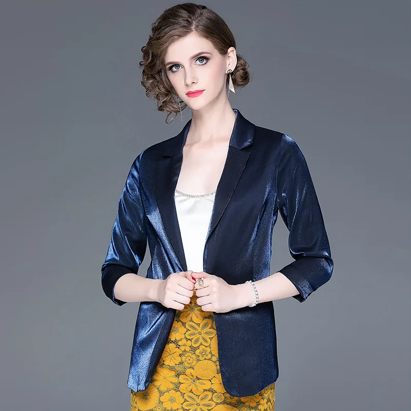 

[Silver Birch] 2019 Autumn New Style Europe And America Boutique Acetic Acid Segment Liangsi Suit Tops 019307007