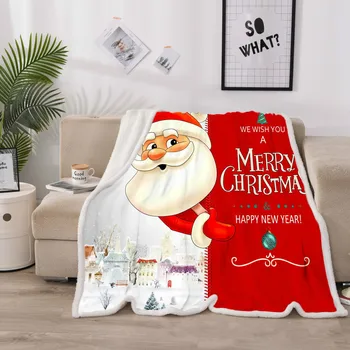 

Merry Christmas Bed Coverlet Santa Clause Bed Spread Winter Warm Flannel Blanket Children Room Soft Bed Cover Bedspreads 150x200