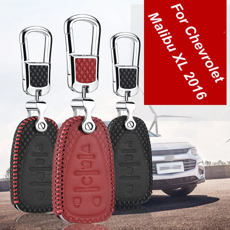 

Brand New High quality Genuine Leather Remote Control Car Key Case wallet Bag Cover For Chevrolet Malibu XL 2016-2017