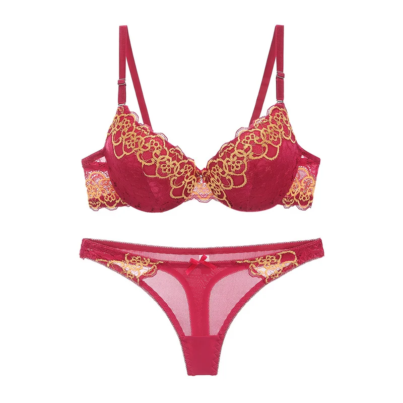 Кружевной бюстгальтер трусики Комплект для женщин сексуальный бюстгальтер пуш-ап белье бесшовные трусики стринги Бюстгальтер на косточках Бралетт женское нижнее белье# F