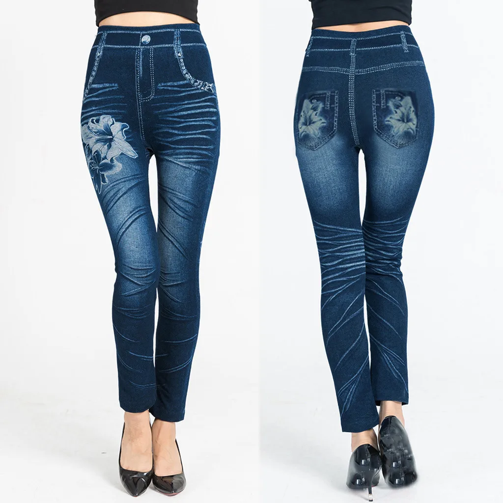 Модные Женские легинсы, джинсы с принтом, леггинсы для тренировок, облегающие штаны, джеггинсы, леггинсы mujer W10