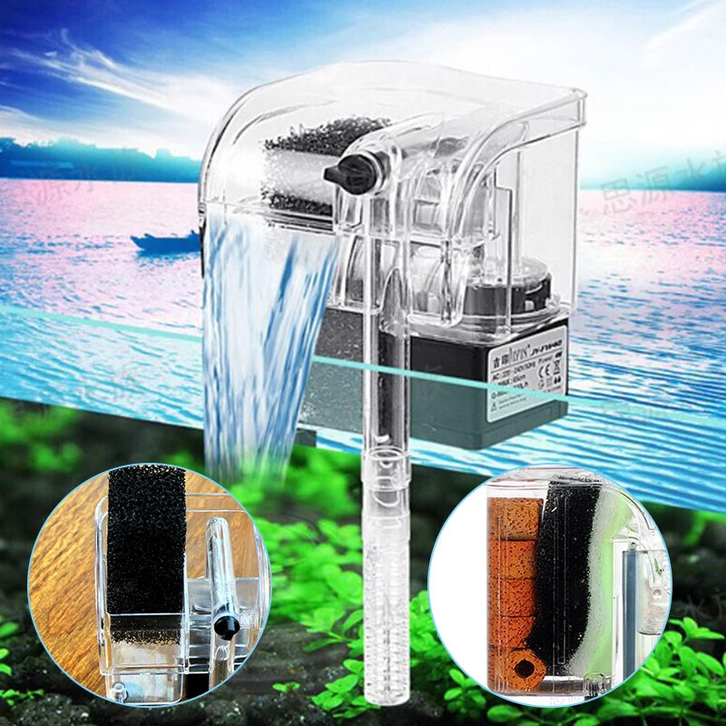 

3 in 1 Aquarium Waterfall Filter Oxygen Pump Hanging Aquarium Filter For Fish Turtle Tank Water Oxygen Circulation Pump