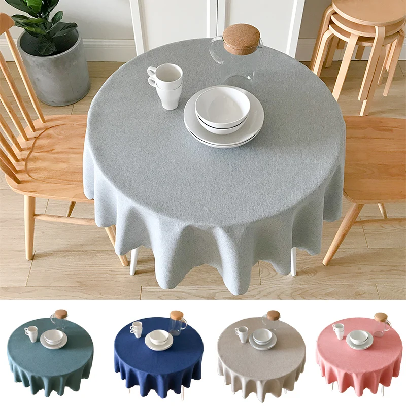 

Christmas Table Cloth Round Tablecloth for Party Wedding Hotel Banquet Table Cover Khaki Pink Blue Green KitchenTable Cover