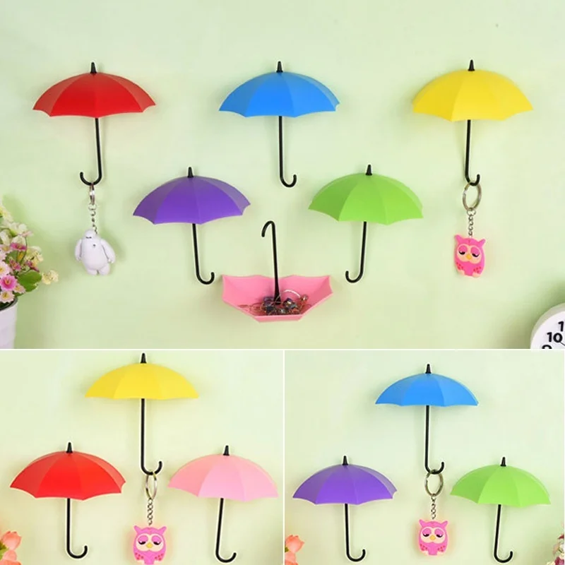 

3pcs/set Umbrella-shaped Wall Hooks Creative Key Kitchen Tools Hanging Rack Holder Pin Hanger Home Storage Organizer Accessories